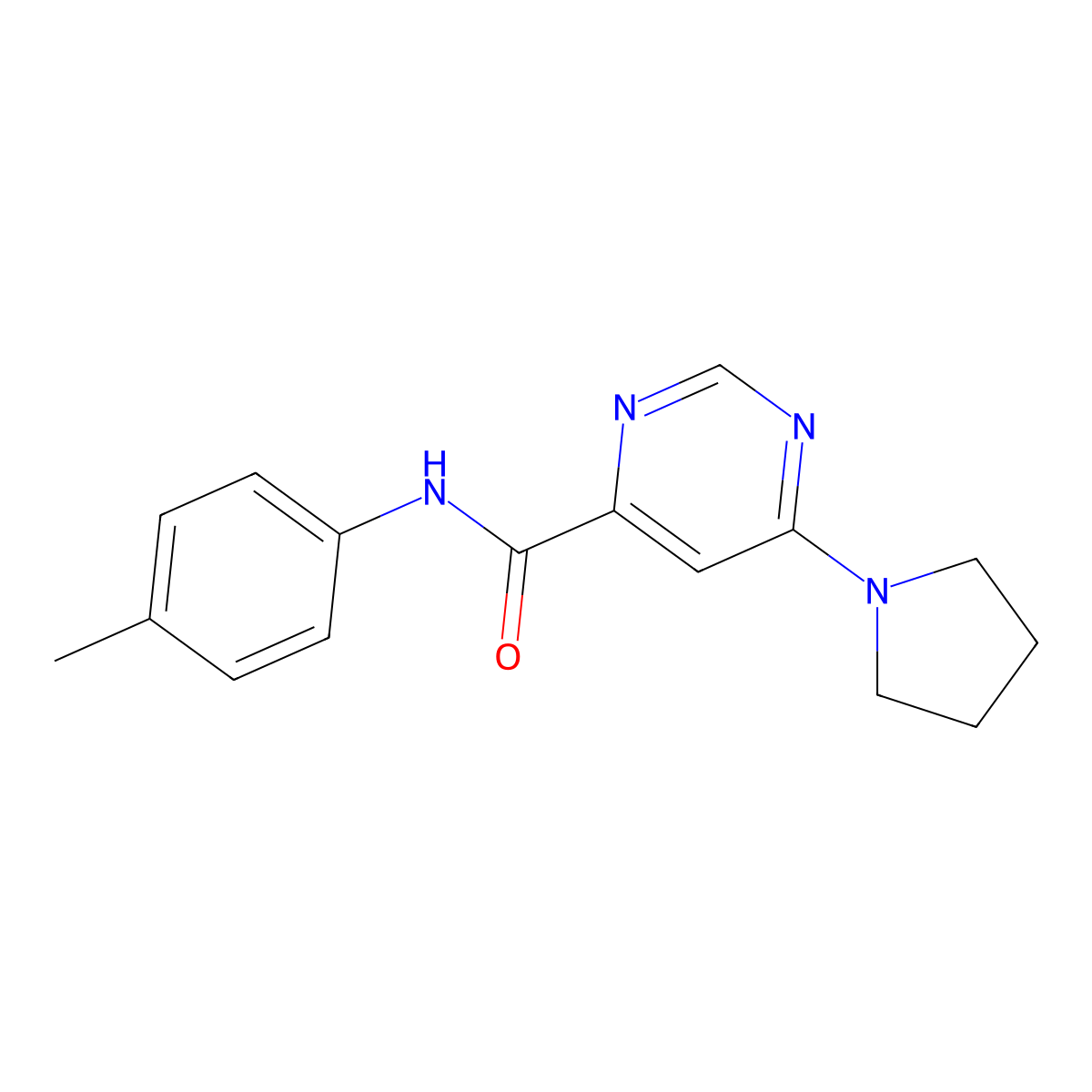 6-(pyrrolidin-1-yl)-N-(p-tolyl)pyrimidine-4-carboxamide molecular structure, CAS 1905824-98-7