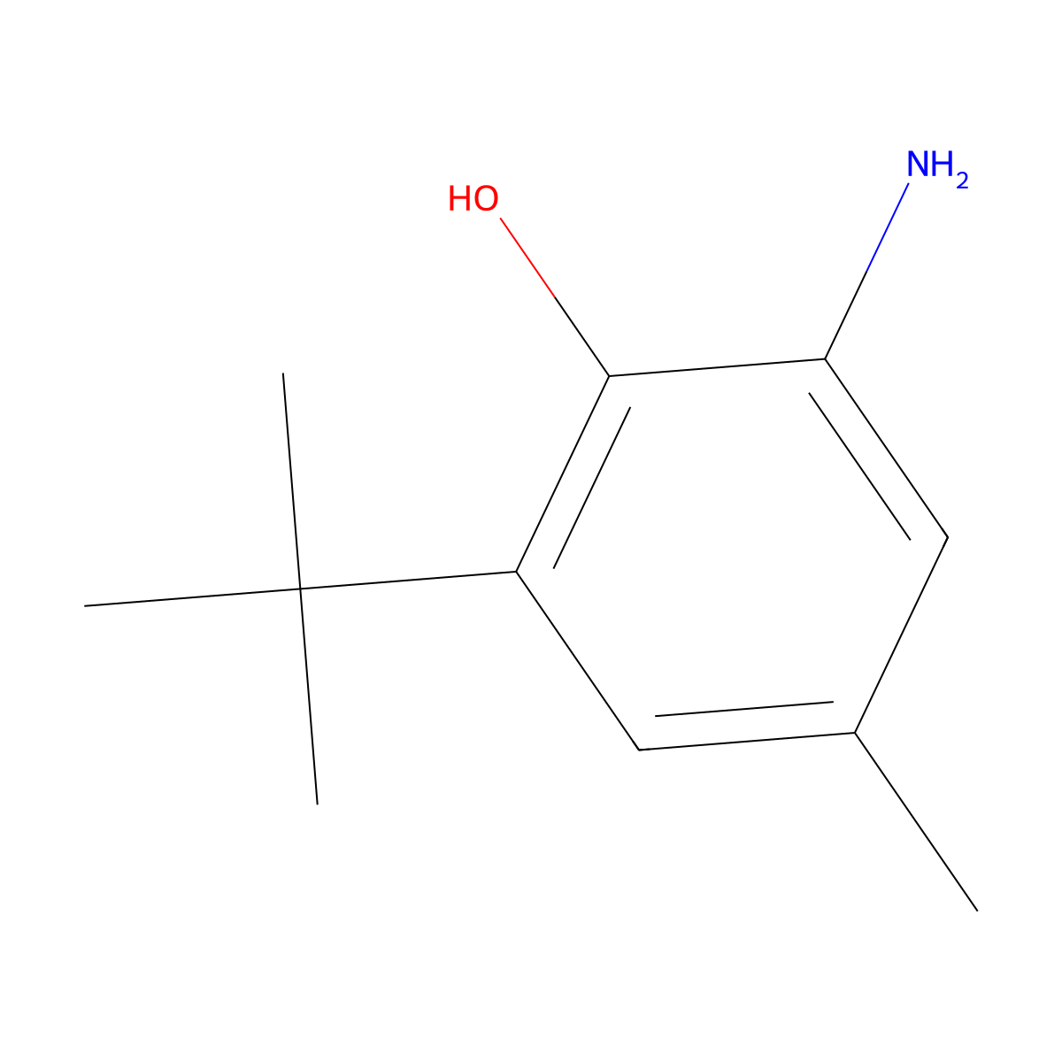 2-Amino-6-tert-butyl-4-methyl-phenol molecular structure, CAS 19059-89-3