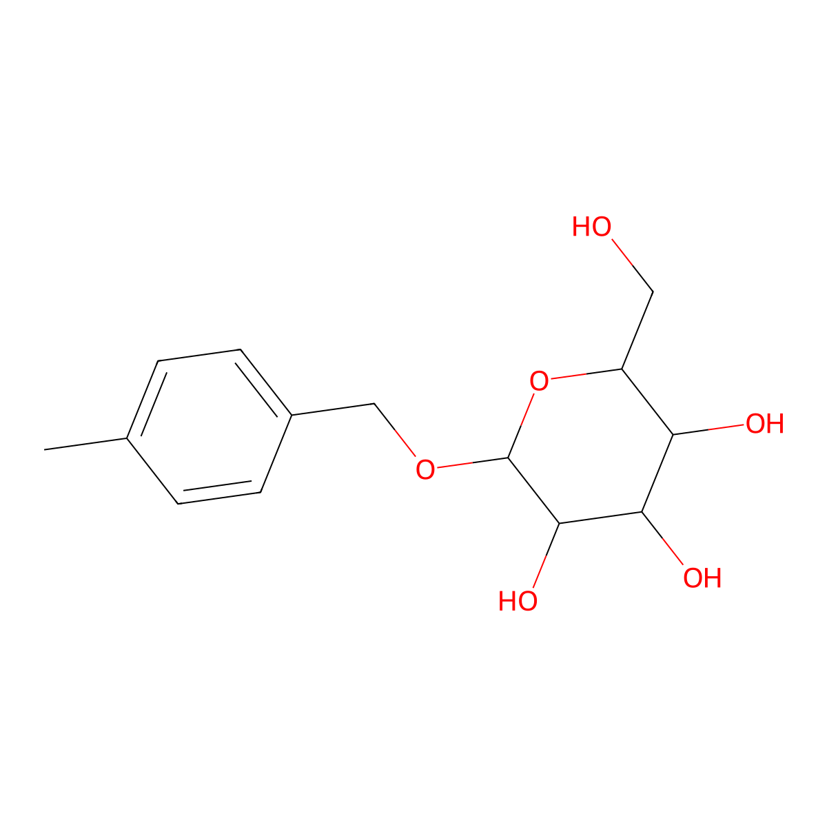 (2R,3S,4S,5R,6R)-2-(hydroxymethyl)-6-(p-tolylmethoxy)tetrahydropyran-3,4,5-triol molecular structure, CAS 190595-25-6