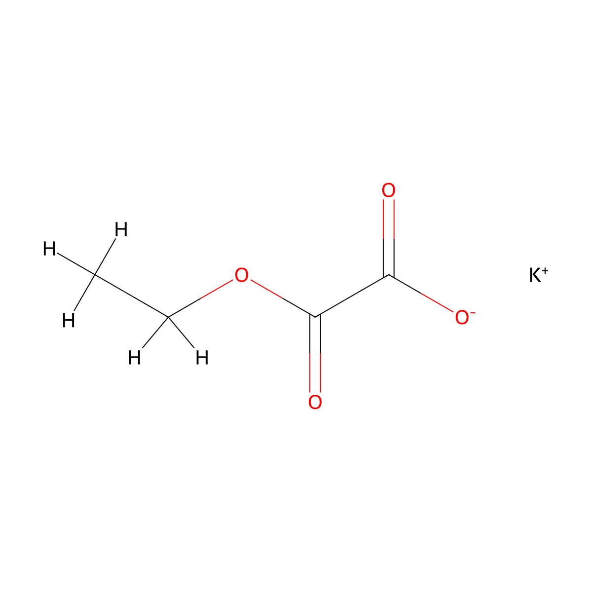 Ethanedioic acid, 1-ethyl ester, potassium salt (1:1) molecular structure, CAS 1906-57-6