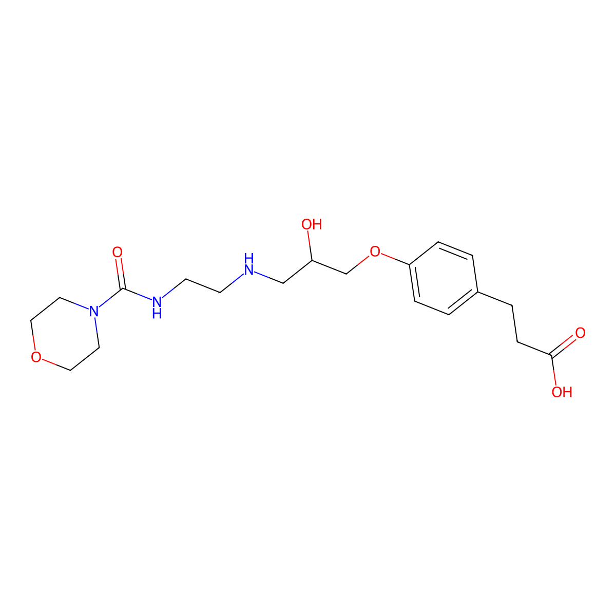 4-[(2S)-2-Hydroxy-3-[[2-[(4-morpholinylcarbonyl)amino]ethyl]amino]propoxy]benzenepropanoic acid molecular structure, CAS 190601-22-0