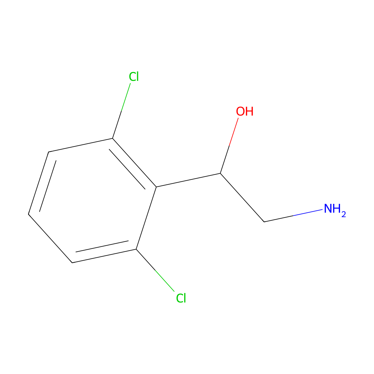 2-Amino-1-(2,6-dichlorophenyl)ethan-1-ol molecular structure, CAS 19062-16-9