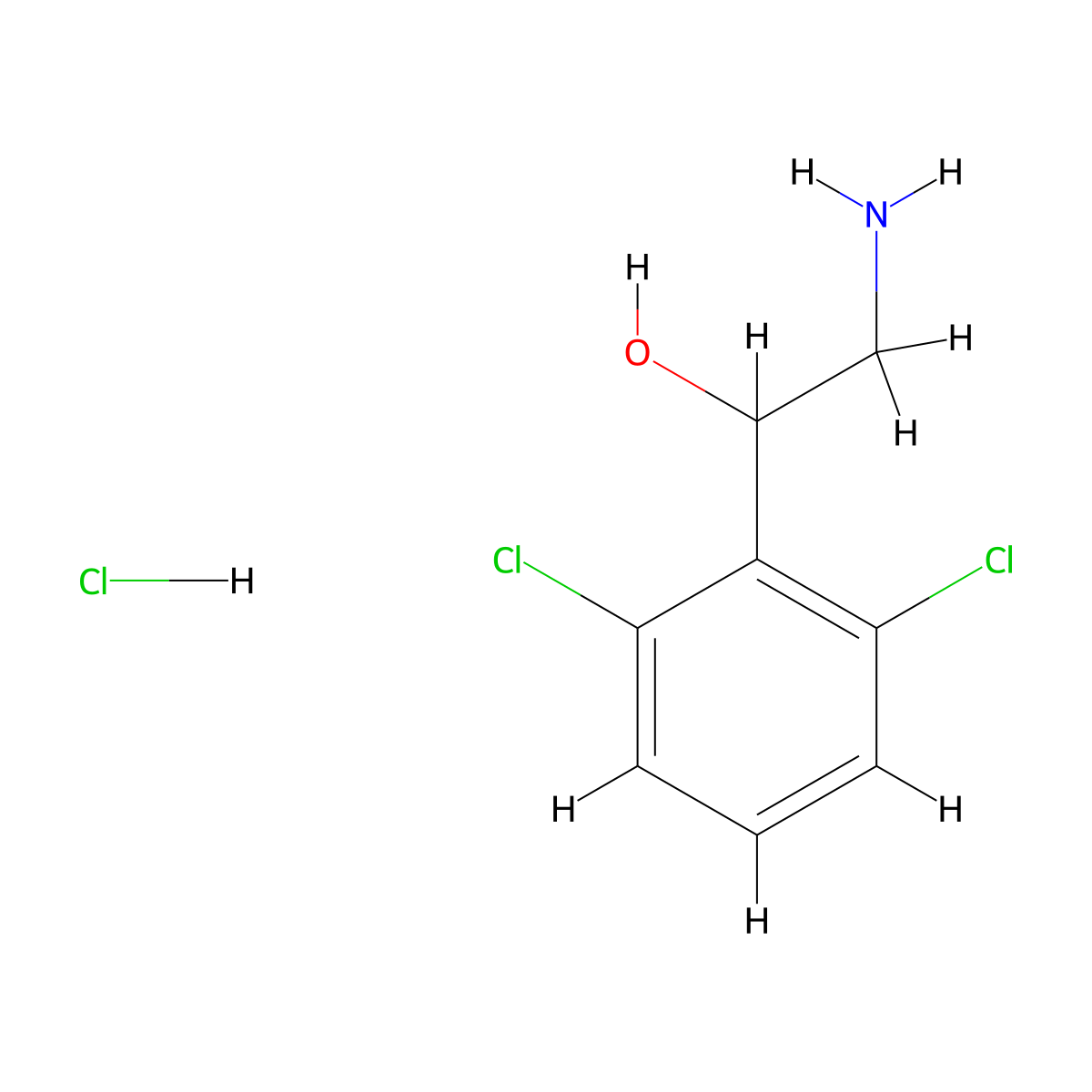 2-Amino-1-(2,6-dichlorophenyl)ethan-1-ol hydrochloride molecular structure, CAS 19062-17-0