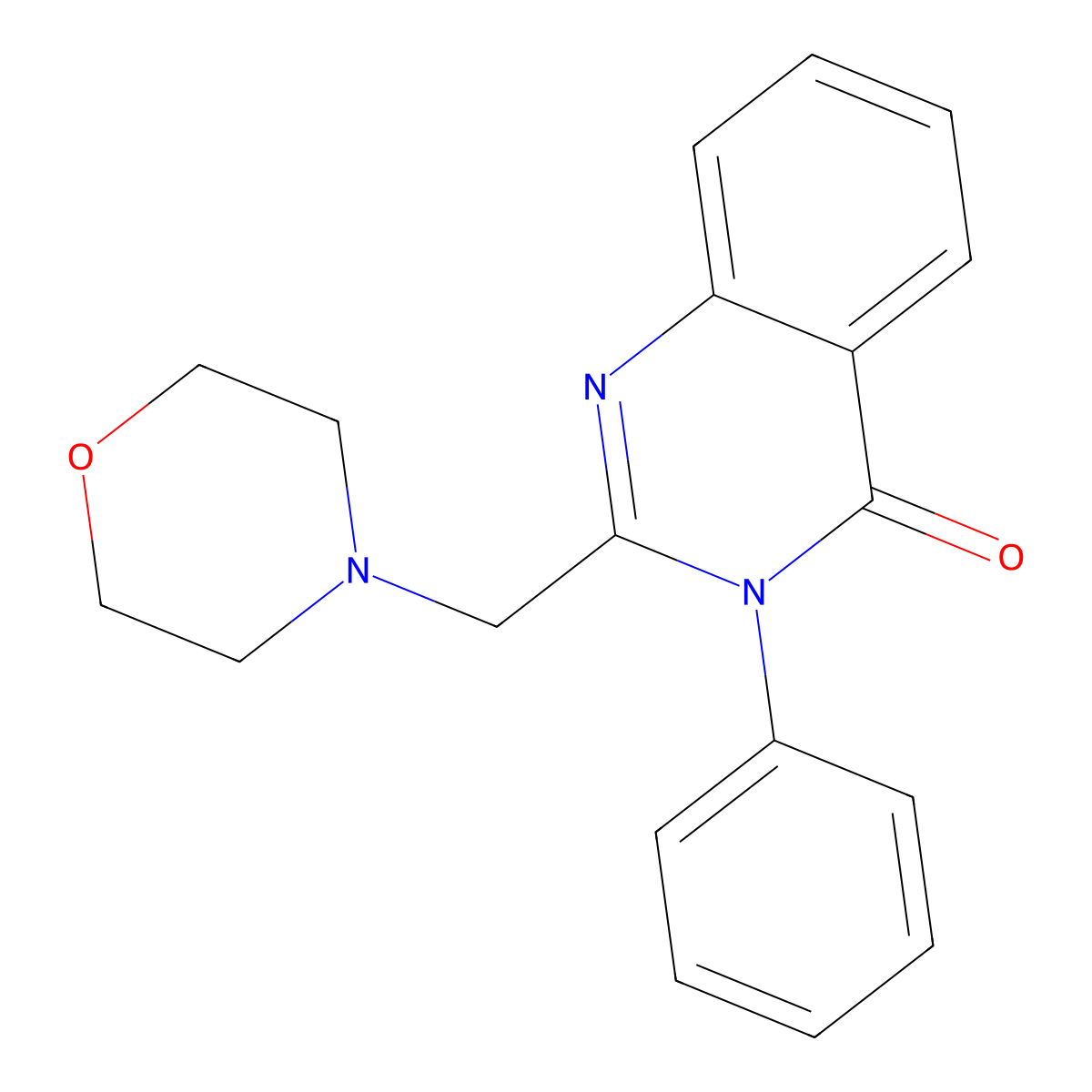 4(3H)-Quinazolinone, 2-(morpholinomethyl)-3-phenyl- molecular structure, CAS 19062-59-0