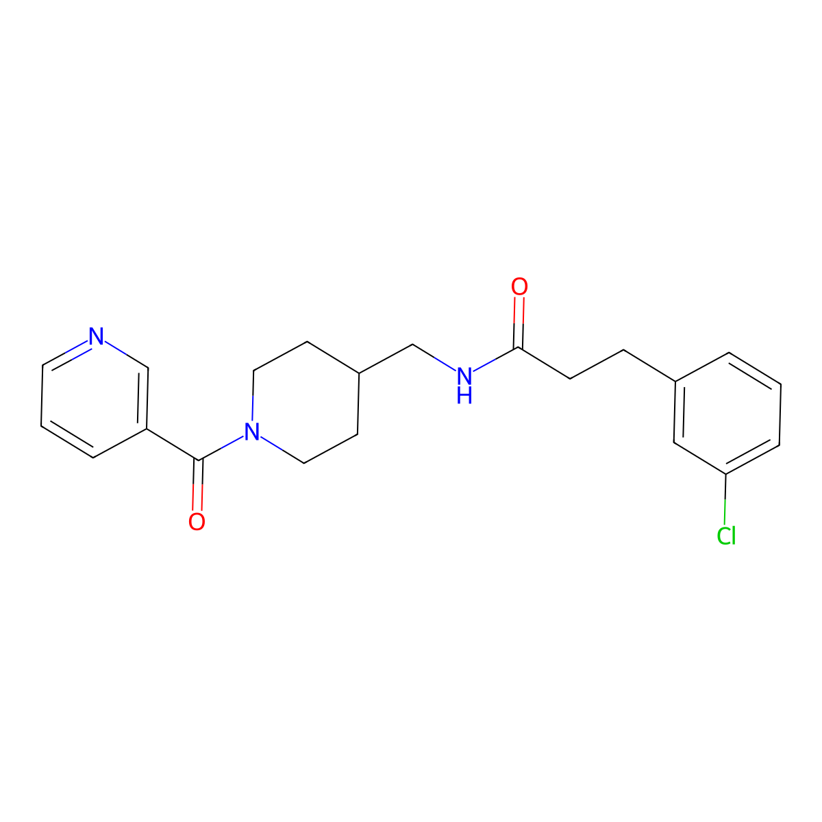 3-(3-chlorophenyl)-N-((1-nicotinoylpiperidin-4-yl)methyl)propanamide molecular structure, CAS 1906337-28-7