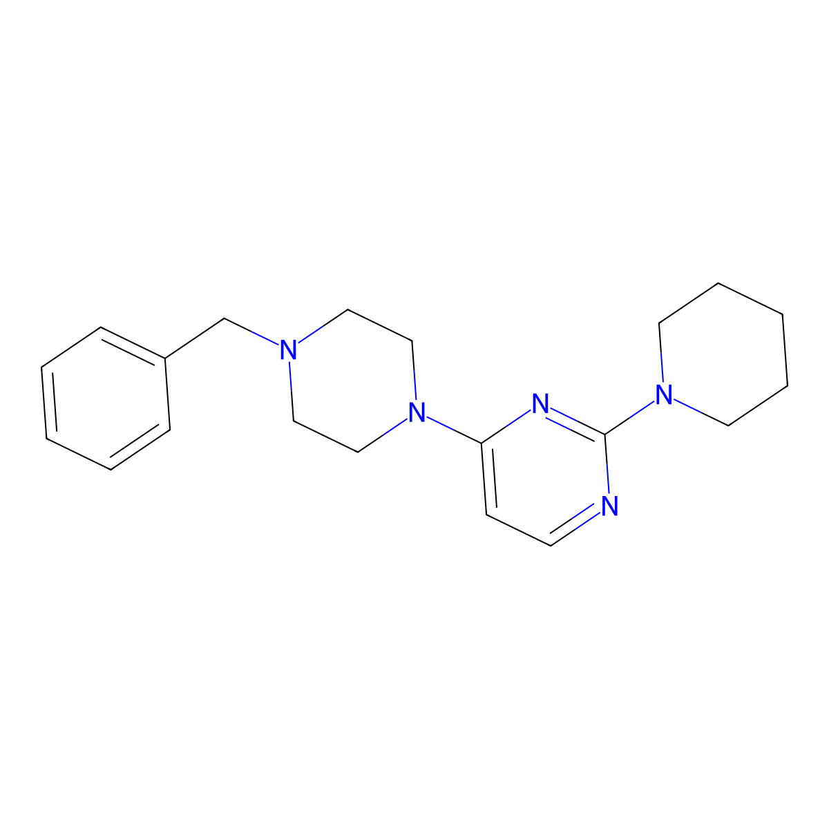 4-(4-Benzylpiperazin-1-yl)-2-(piperidin-1-yl)pyrimidine molecular structure, CAS 1906365-41-0
