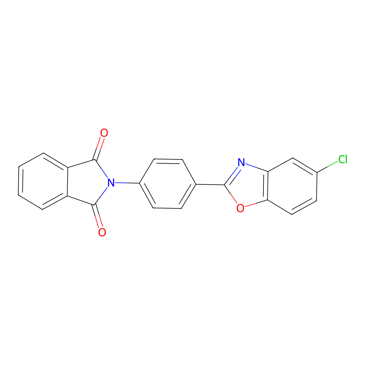 Isoindole-1,3-dione, 2-[4-(5-chlorobenzooxazol-2-yl)phenyl]- molecular structure, CAS 19065-83-9