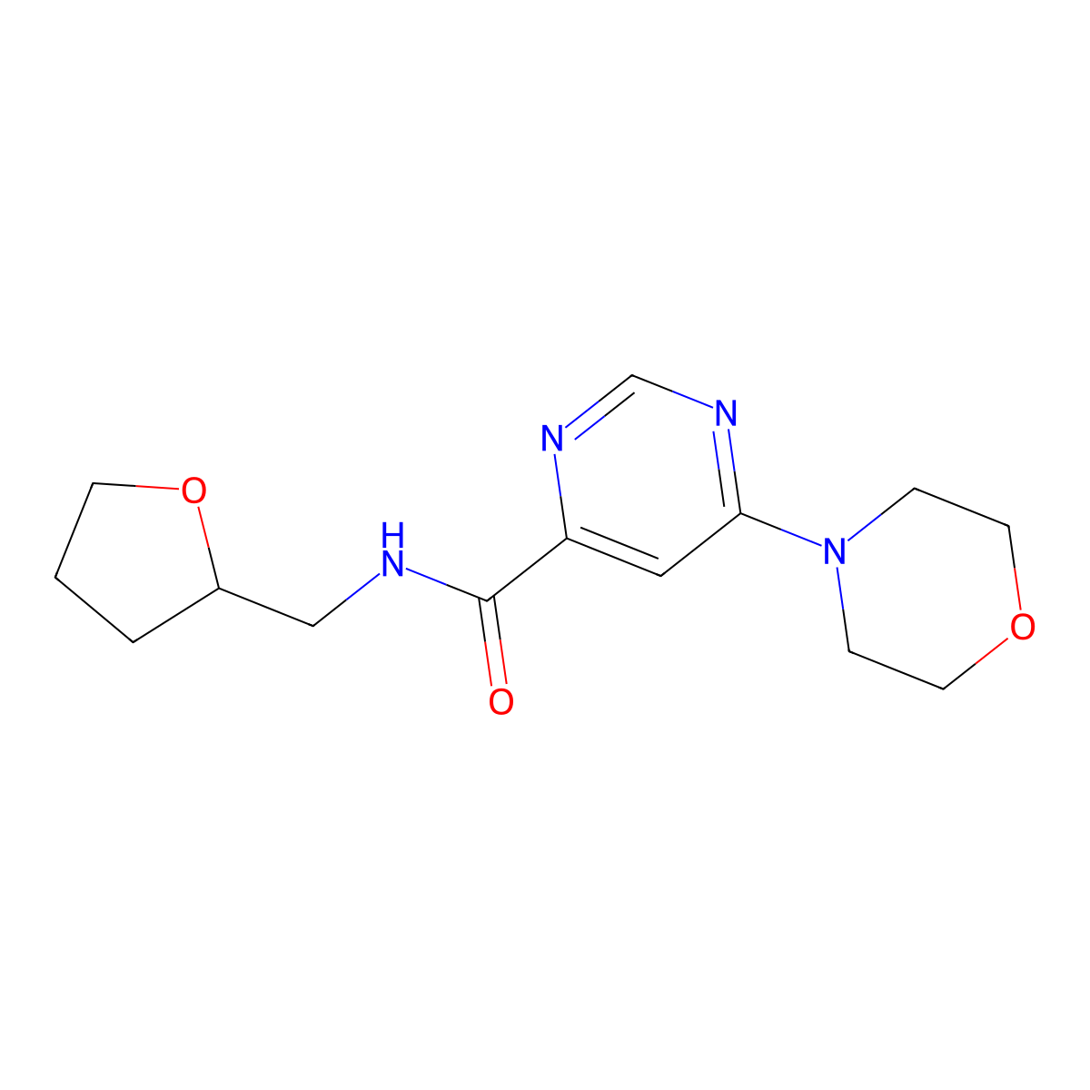 6-morpholino-N-((tetrahydrofuran-2-yl)methyl)pyrimidine-4-carboxamide molecular structure, CAS 1906529-29-0