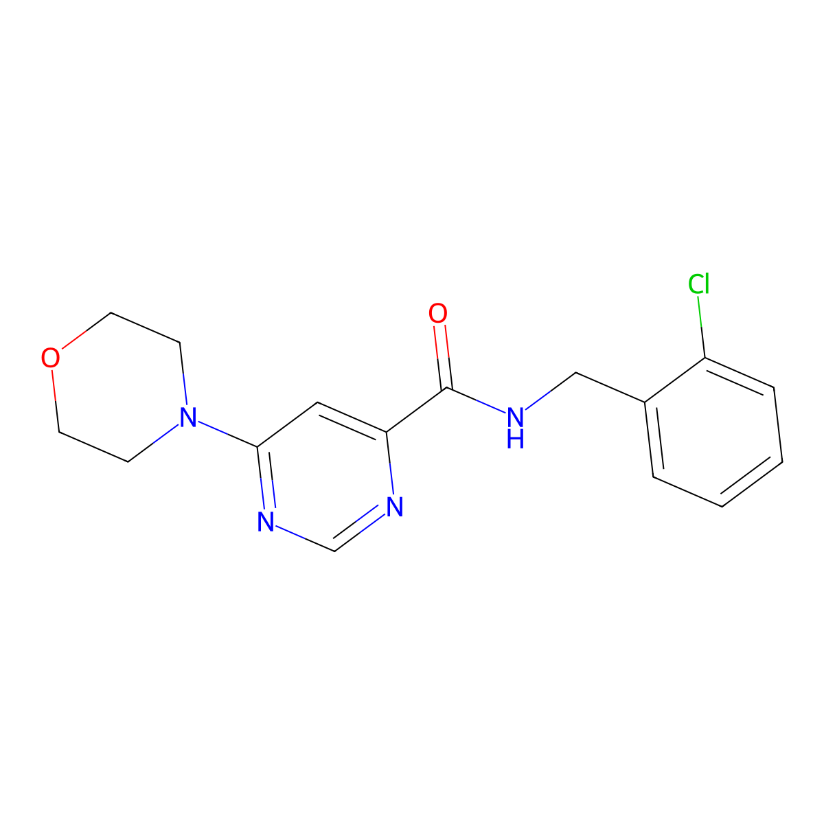 N-(2-chlorobenzyl)-6-morpholinopyrimidine-4-carboxamide molecular structure, CAS 1906529-56-3