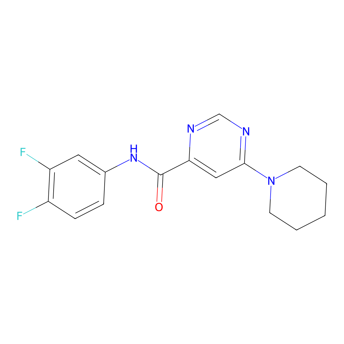 N-(3,4-difluorophenyl)-6-(piperidin-1-yl)pyrimidine-4-carboxamide molecular structure, CAS 1906530-29-7