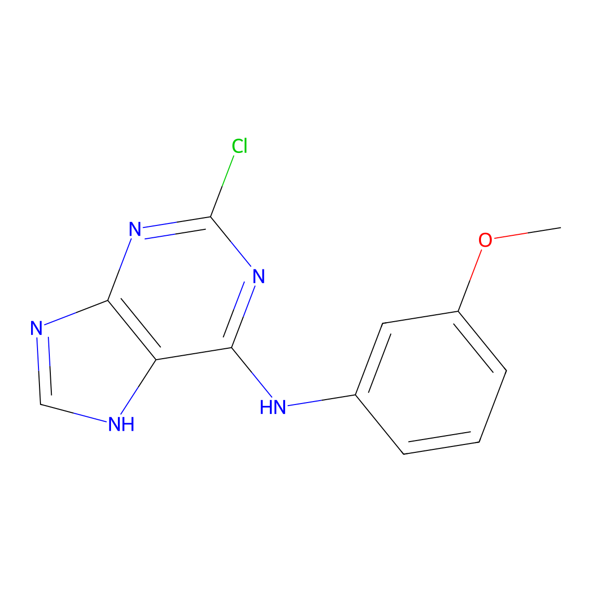 2-chloro-N-(3-methoxyphenyl)-7H-purin-6-amine molecular structure, CAS 190654-89-8