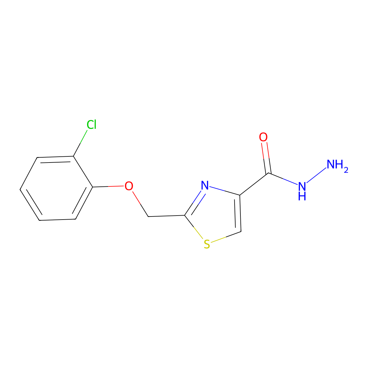2-[(2-Chlorophenoxy)methyl]-1,3-thiazole-4-carbohydrazide molecular structure, CAS 190661-24-6