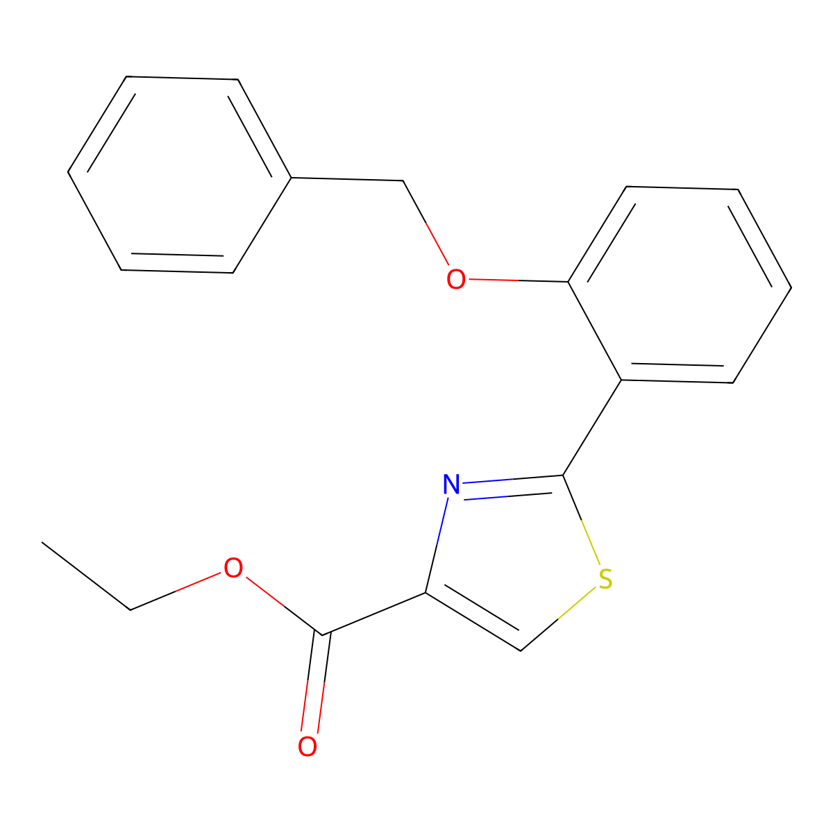 Ethyl 2-[2-(phenylmethoxy)phenyl]-4-thiazolecarboxylate molecular structure, CAS 190661-30-4