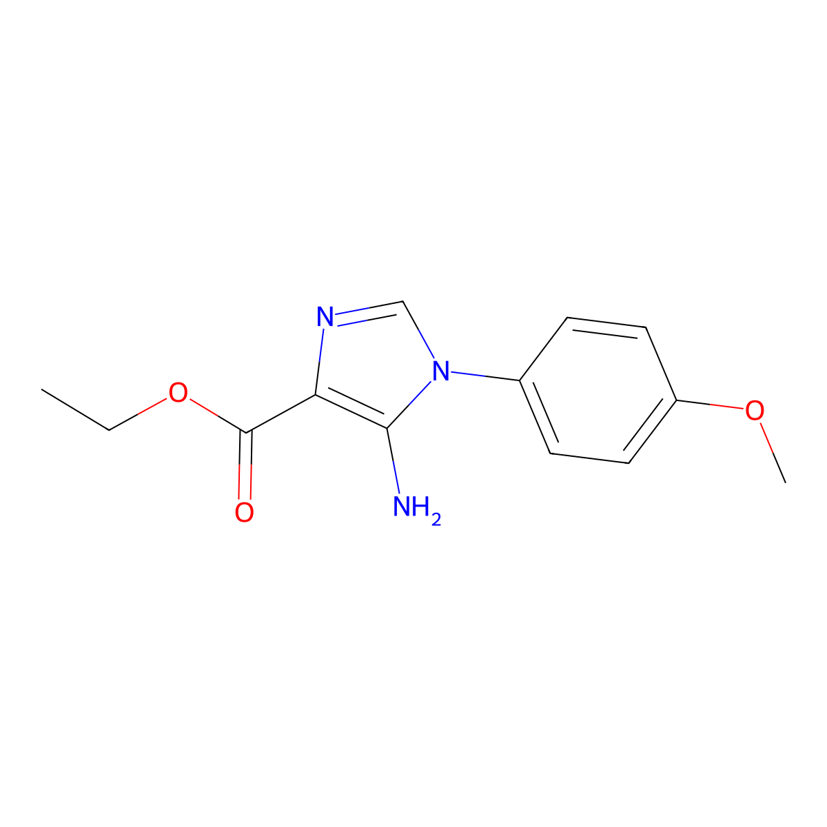 ethyl 5-amino-1-(4-methoxyphenyl)-1H-imidazole-4-carboxylate molecular structure, CAS 190662-87-4