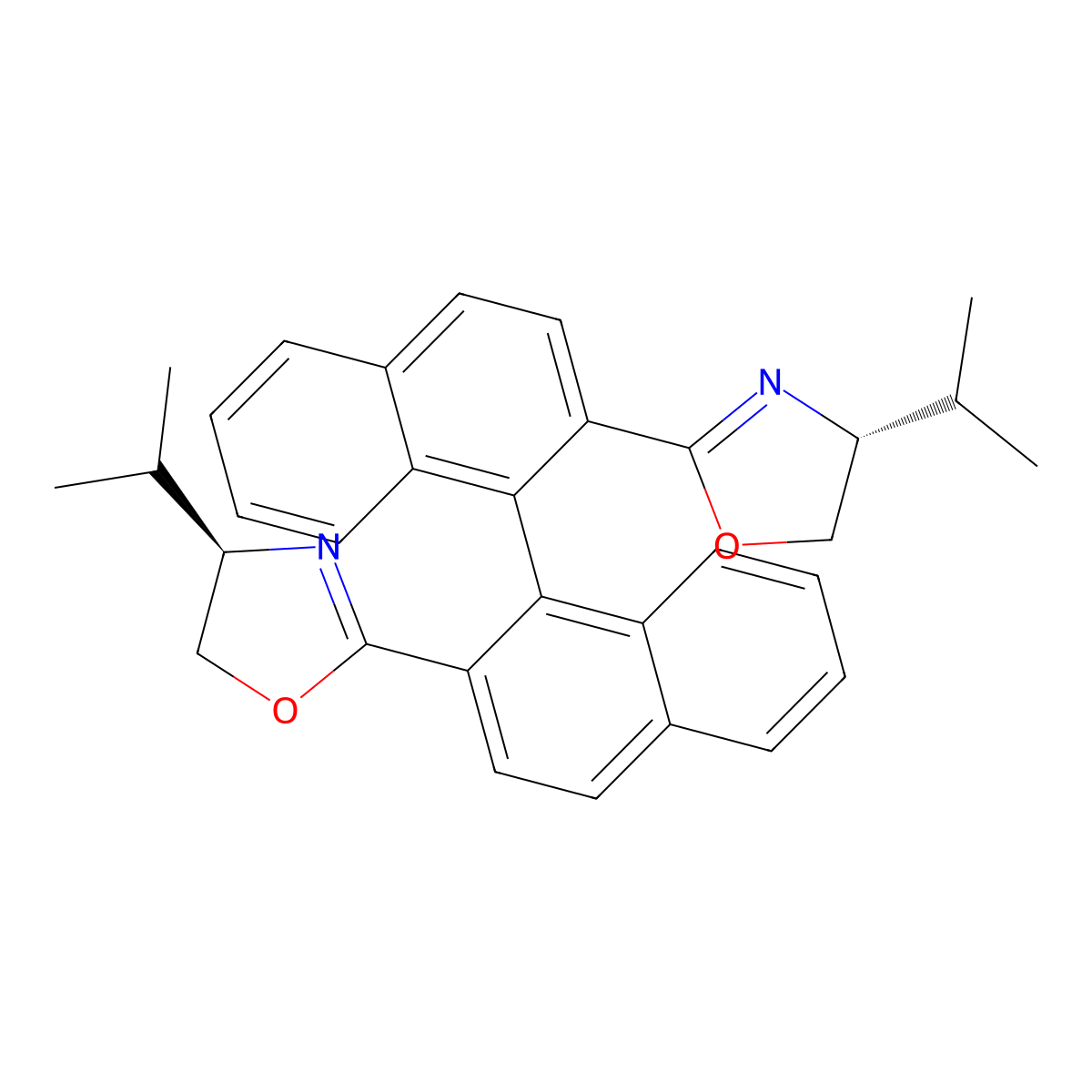 (R)-2,2'-Bis((R)-4-isopropyl-4,5-dihydrooxazol-2-yl)-1,1'-binaphthalene molecular structure, CAS 190672-50-5