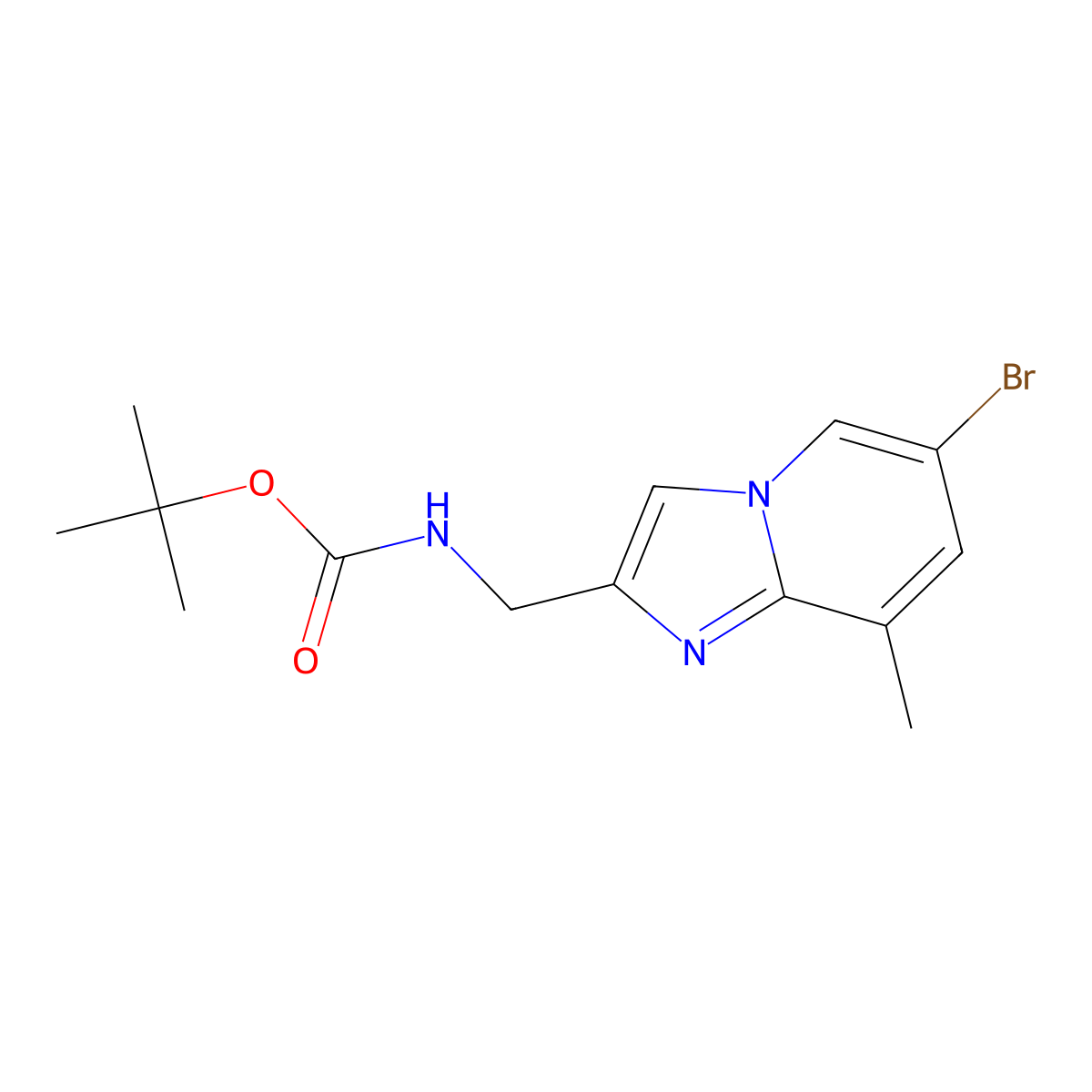 tert-butyl N-({6-bromo-8-methylimidazo[1,2-a]pyridin-2-yl}methyl)carbamate molecular structure, CAS 1906772-85-7