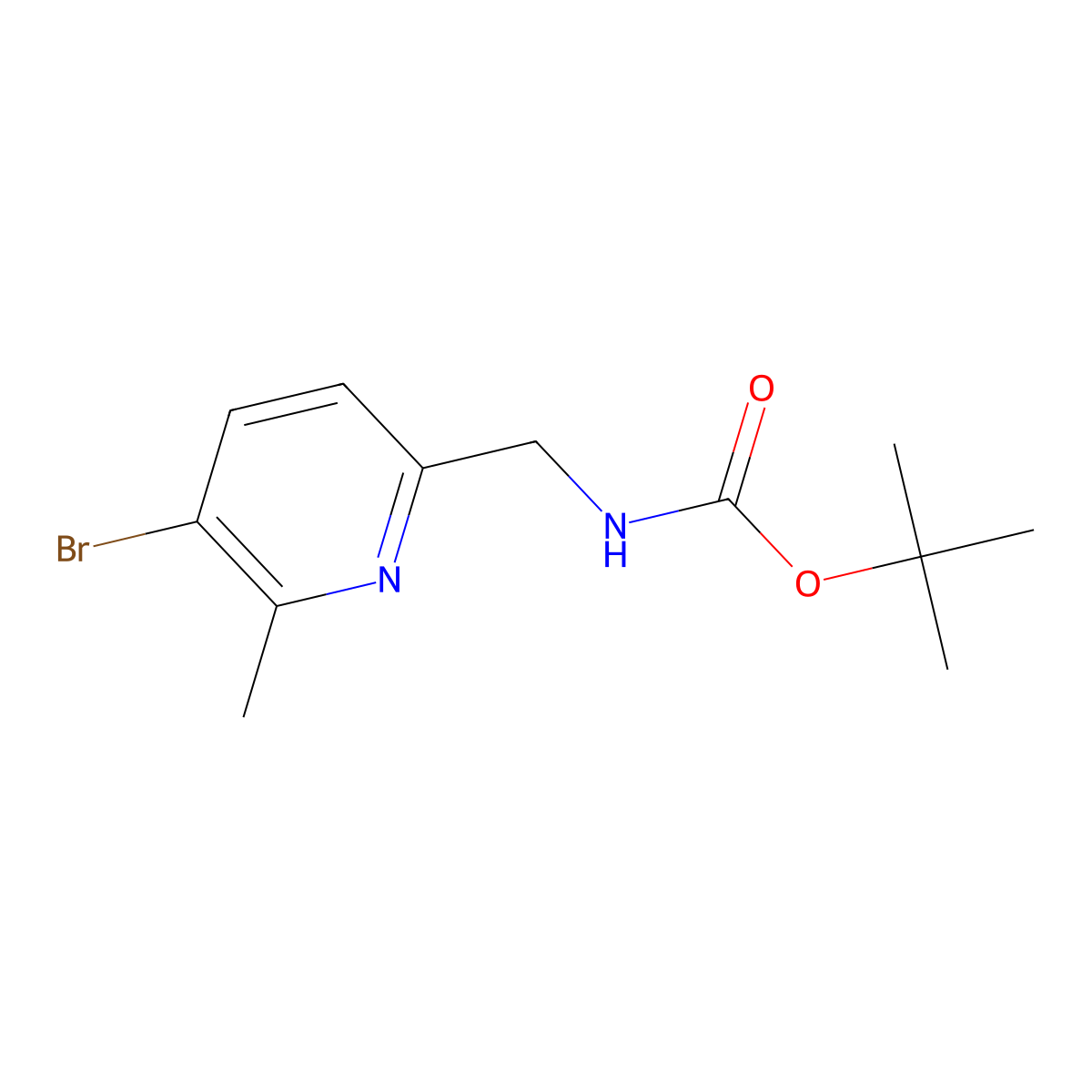 tert-butyl N-[(5-bromo-6-methylpyridin-2-yl)methyl]carbamate molecular structure, CAS 1906861-23-1