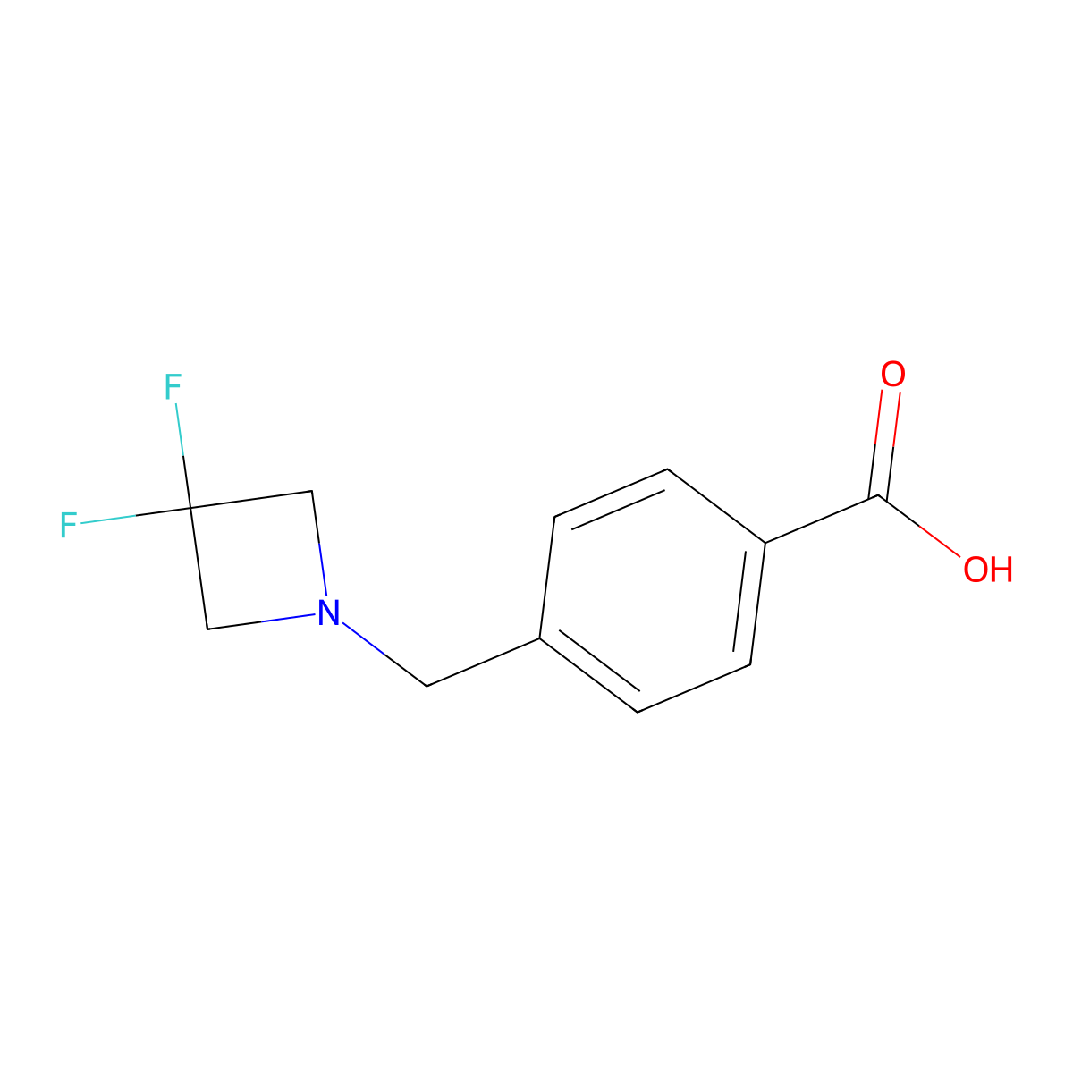 4-((3,3-Difluoroazetidin-1-yl)methyl)benzoic acid molecular structure, CAS 1906883-88-2