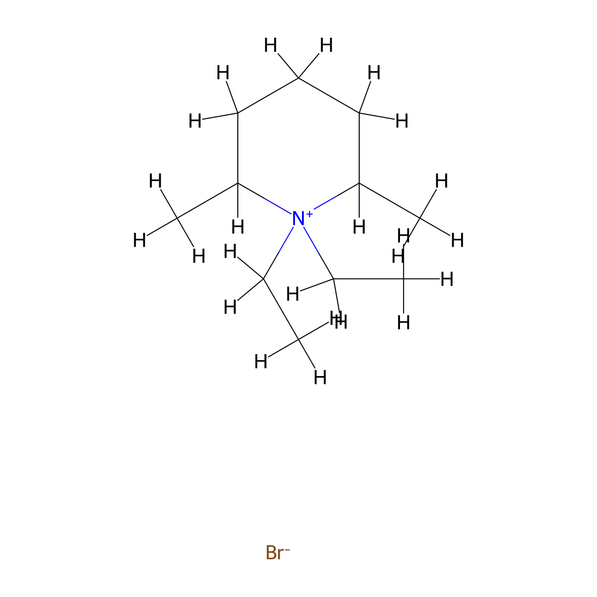 Piperidinium, 1,1-diethyl-2,6-dimethyl-, bromide molecular structure, CAS 19072-57-2