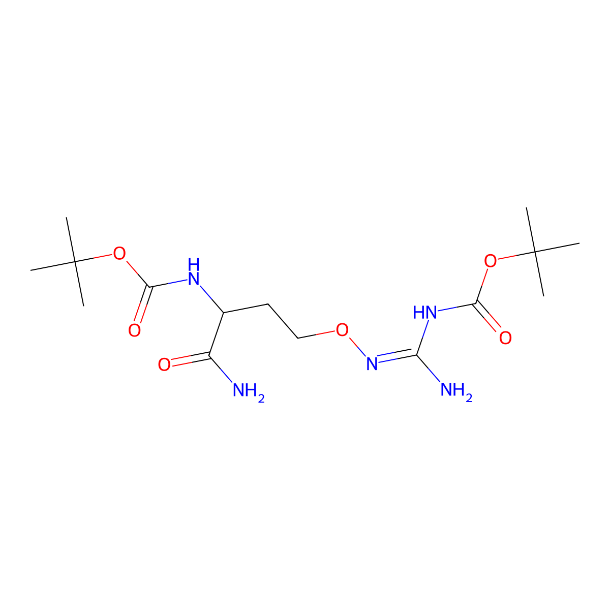 tert-butyl N-[(2S)-1-amino-4-[[amino-[(2-methylpropan-2-yl)oxycarbonylamino]methylidene]amino]oxy-1-oxobutan-2-yl]carbamate molecular structure, CAS 190724-03-9
