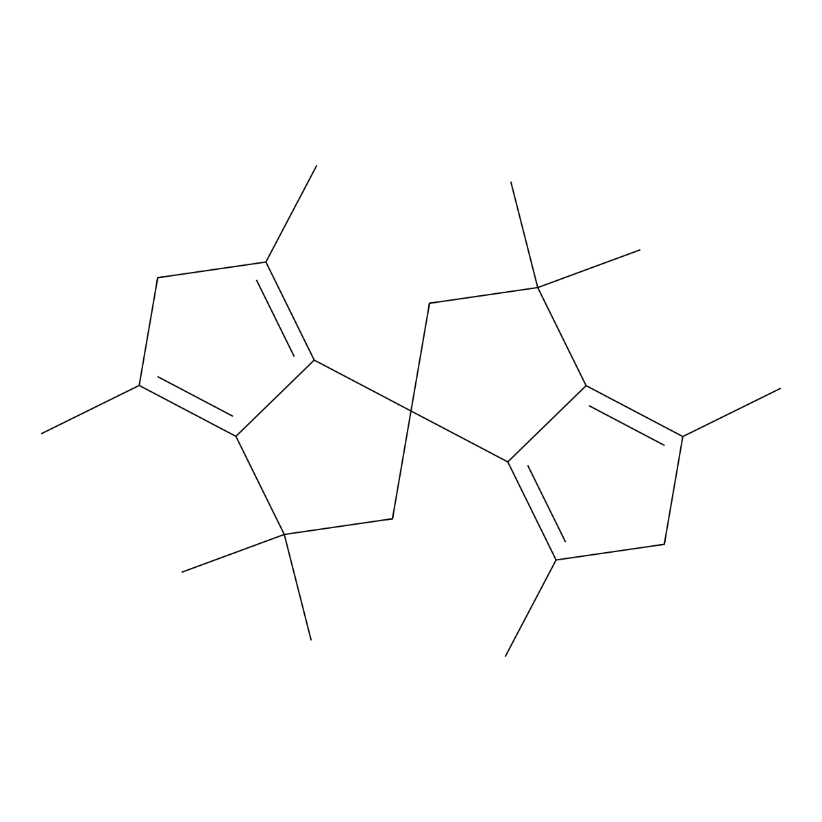 1,1,1',1',4,4',6,6'-Octamethyl-3,3'-spirobi[2,5-dihydropentalene] molecular structure, CAS 190729-03-4