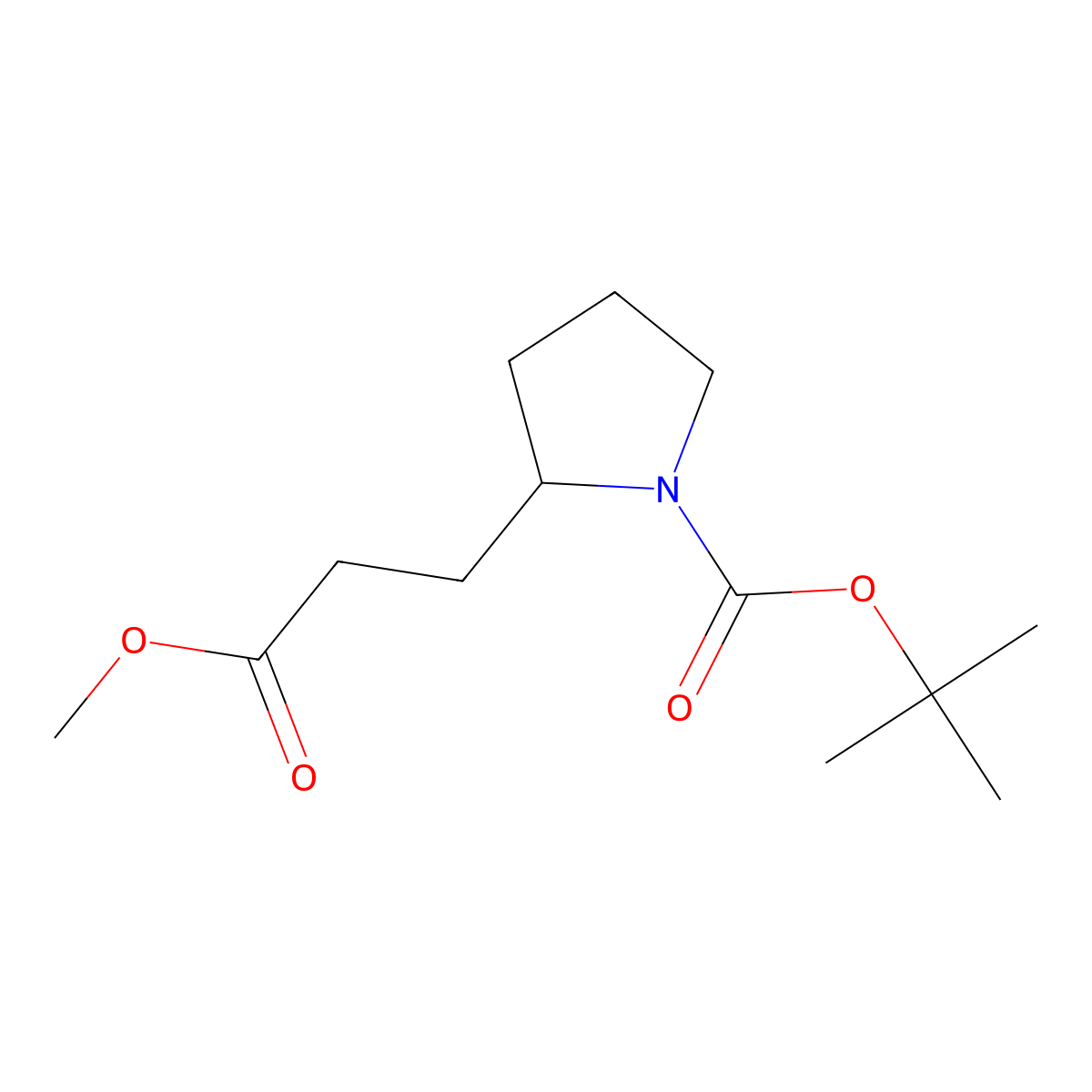 tert-Butyl 2-(3-methoxy-3-oxopropyl)pyrrolidine-1-carboxylate molecular structure, CAS 190734-68-0