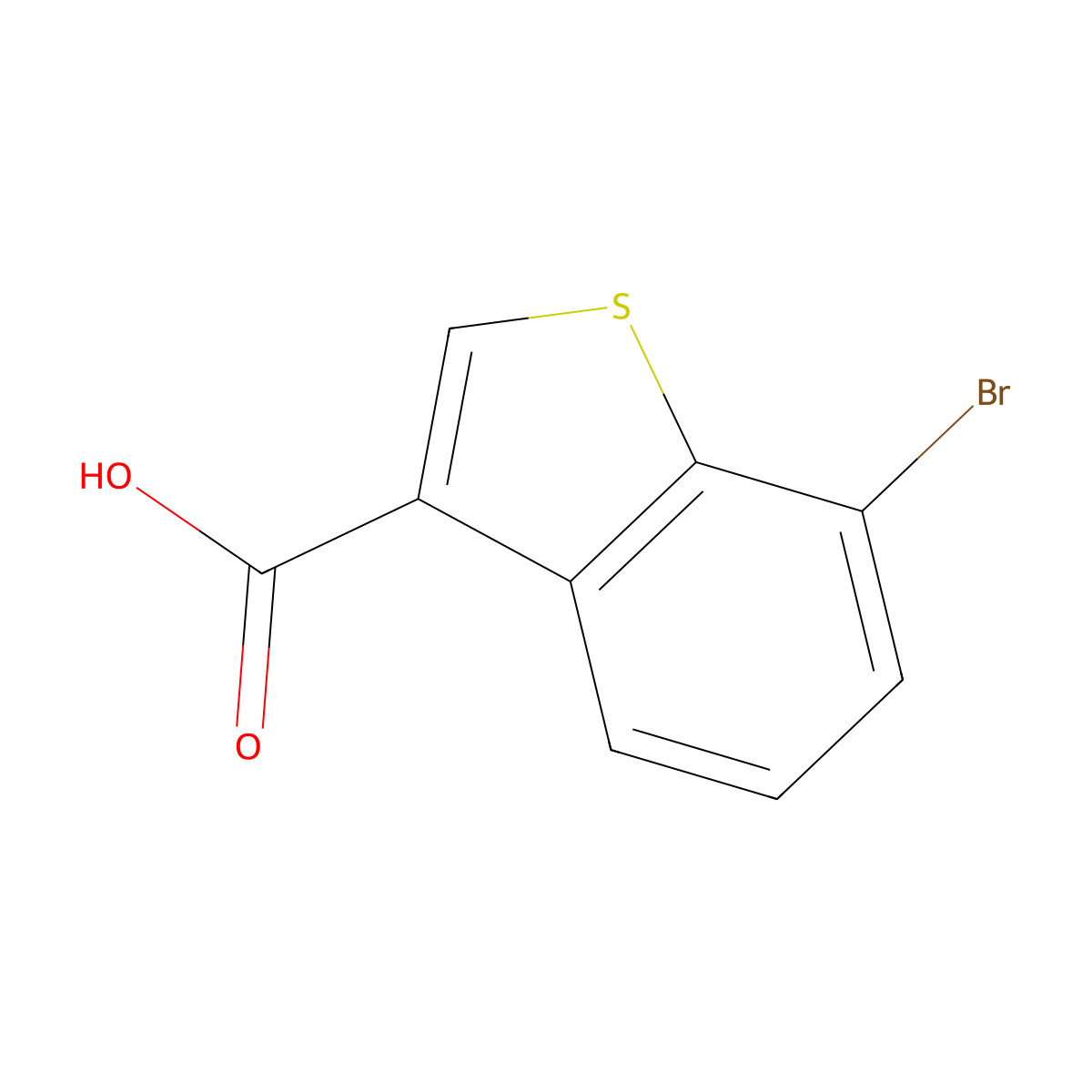 7-Bromo-1-benzothiophene-3-carboxylic acid molecular structure, CAS 19075-62-8
