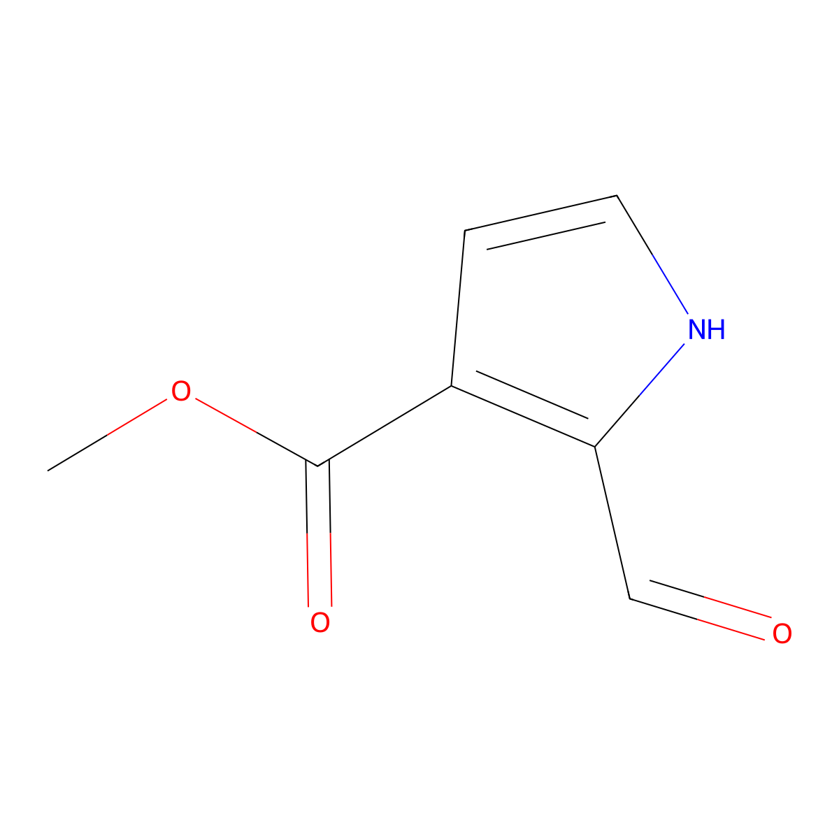 Methyl 2-formyl-1H-pyrrole-3-carboxylate molecular structure, CAS 19075-68-4