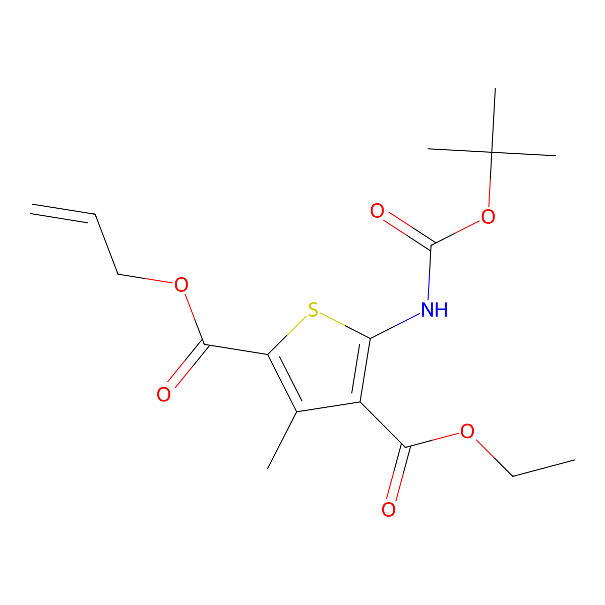 4-Ethyl 2-prop-2-en-1-yl 5-{[(tert-butoxy)carbonyl]amino}-3-methylthiophene-2,4-dicarboxylate molecular structure, CAS 1907598-09-7