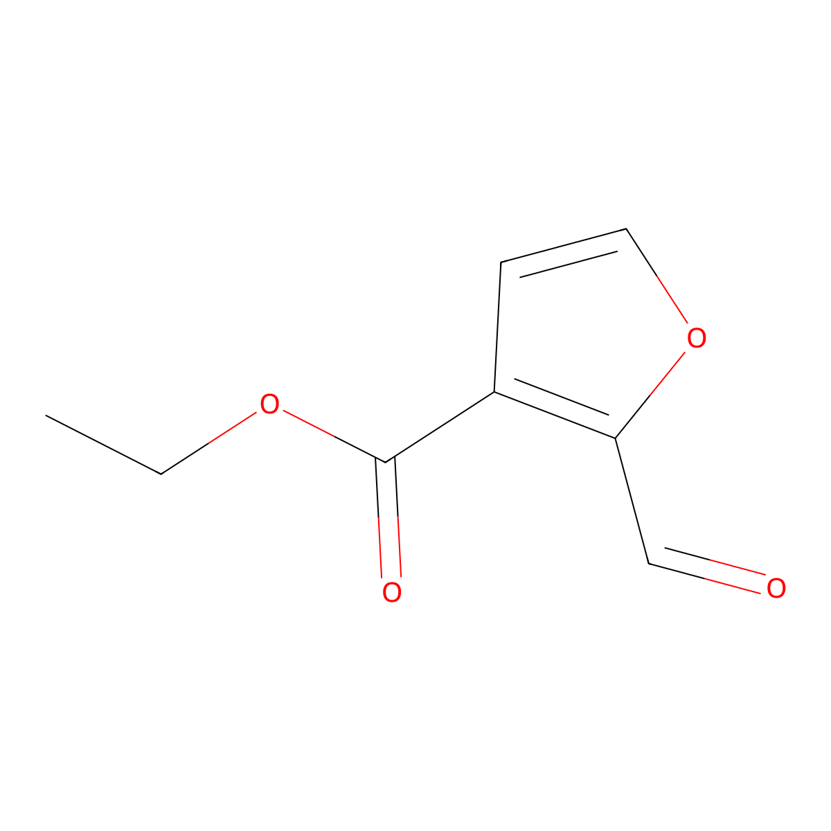 3-Furancarboxylic acid, 2-formyl-, ethyl ester molecular structure, CAS 19076-56-3