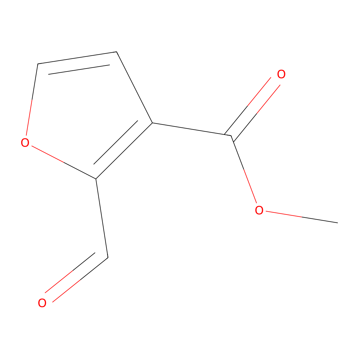 Methyl 2-formylfuran-3-carboxylate molecular structure, CAS 19076-60-9