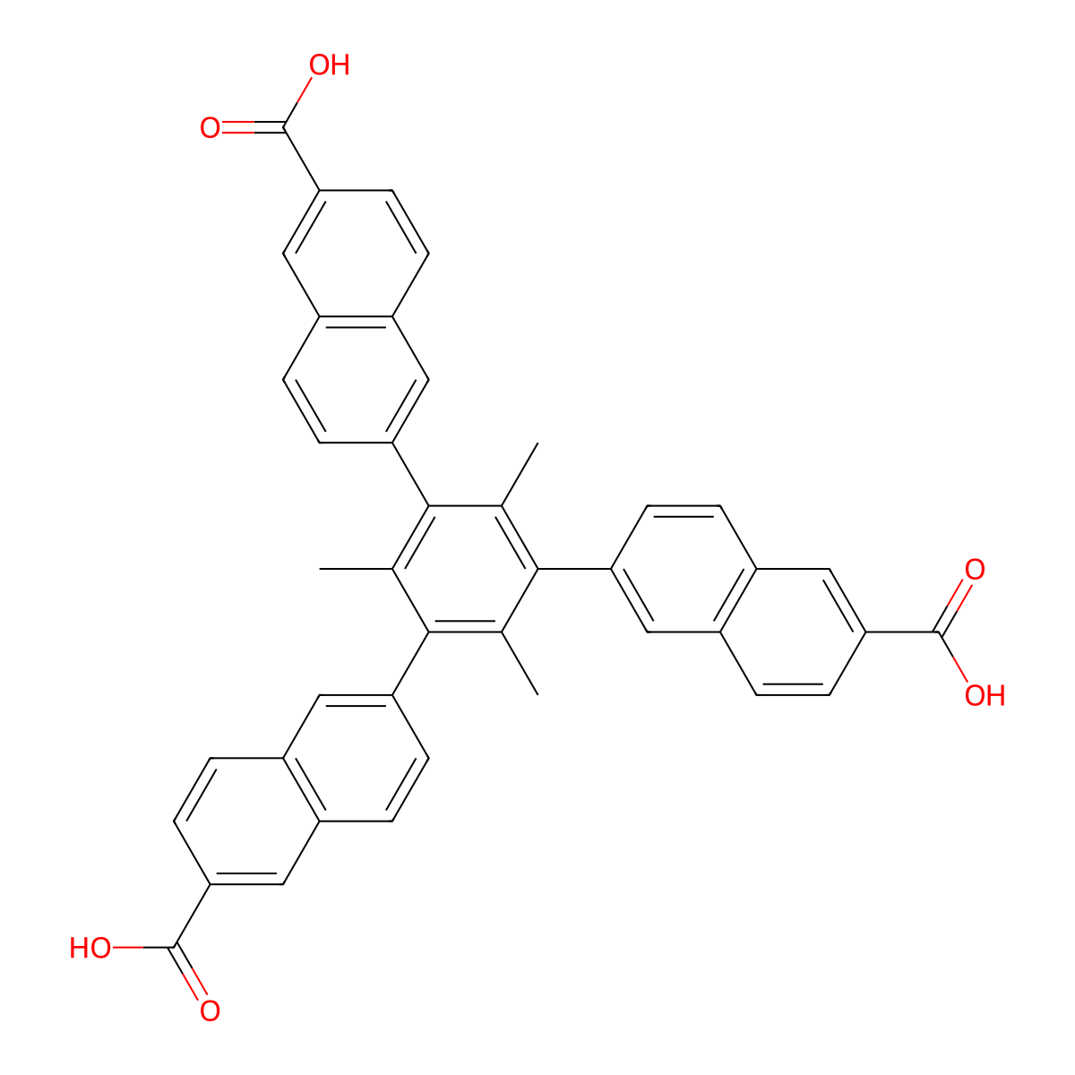 6,6',6''-(2,4,6-Trimethylbenzene-1,3,5-triyl)tris(2-naphthoic acid) molecular structure, CAS 1907697-57-7