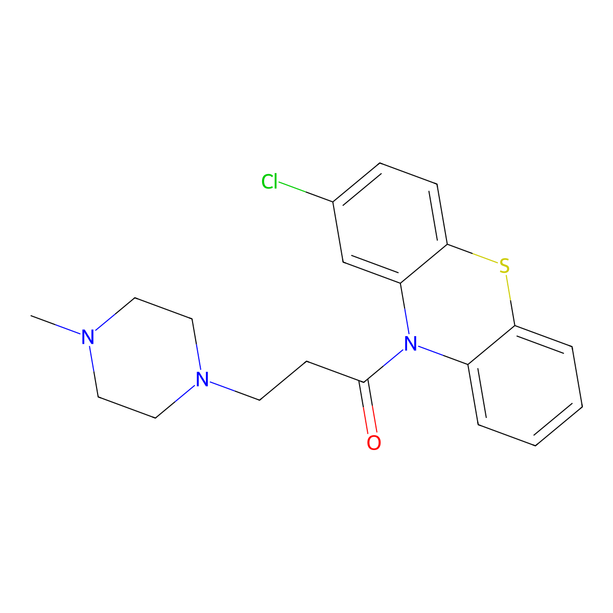 1-(2-chloro-10H-phenothiazin-10-yl)-3-(4-methylpiperazin-1-yl)propan-1-one molecular structure, CAS 19077-28-2