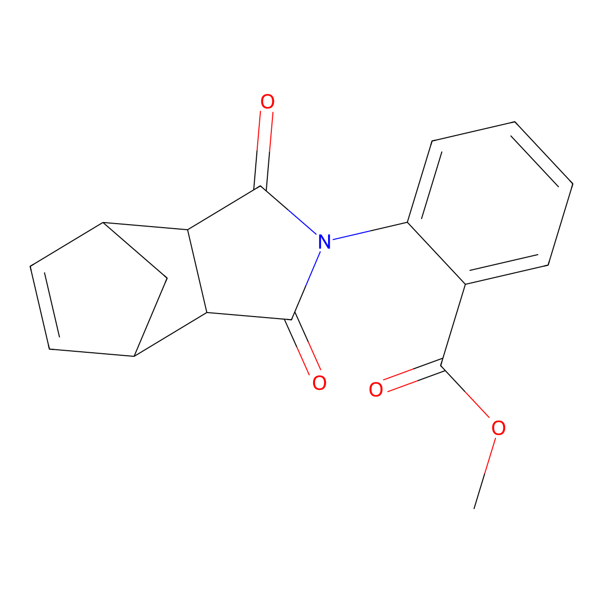 methyl 2-(1,3-dioxo-1,3,3a,4,7,7a-hexahydro-2H-4,7-methanoisoindol-2-yl)benzoate molecular structure, CAS 19077-67-9