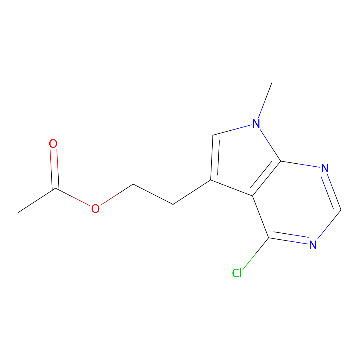 2-(4-Chloro-7-methyl-7H-pyrrolo[2,3-d]pyrimidin-5-yl)ethyl acetate molecular structure, CAS 190771-58-5