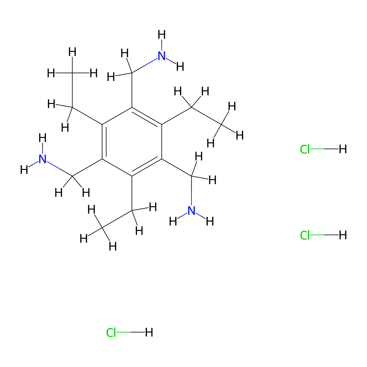 2,4,6-Triethyl-1,3,5-benzenetrimethanamine trihydrochloride molecular structure, CAS 190779-64-7