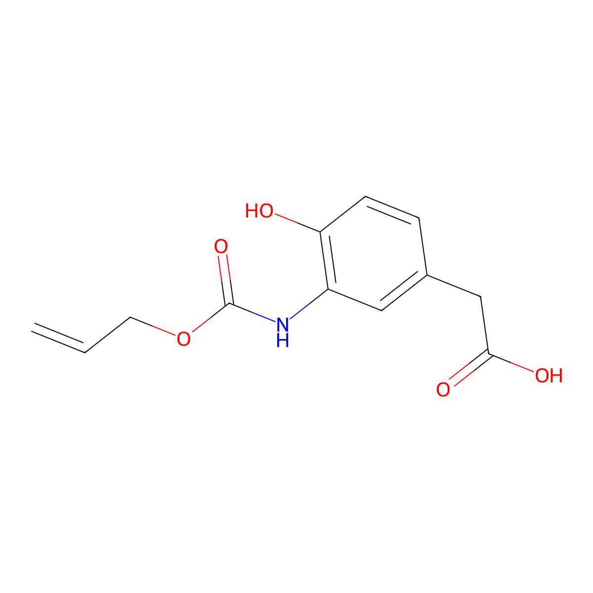 2-(4-Hydroxy-3-{[(prop-2-en-1-yloxy)carbonyl]amino}phenyl)acetic acid molecular structure, CAS 1907804-39-0