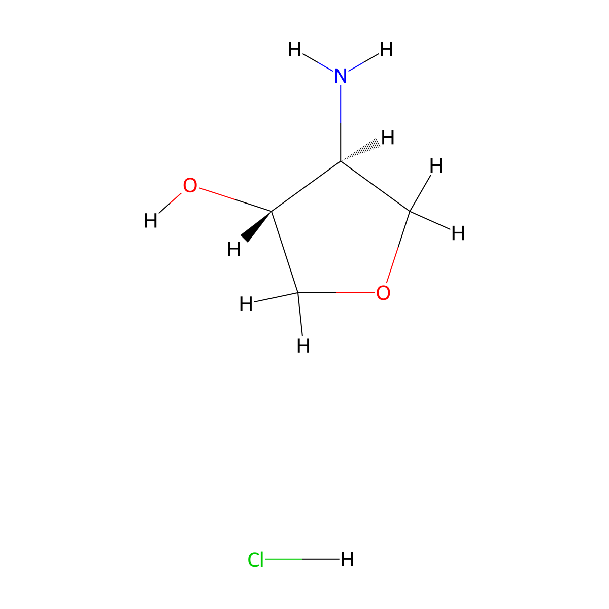 (3R,4S)-4-aminooxolan-3-ol hydrochloride molecular structure, CAS 190792-71-3