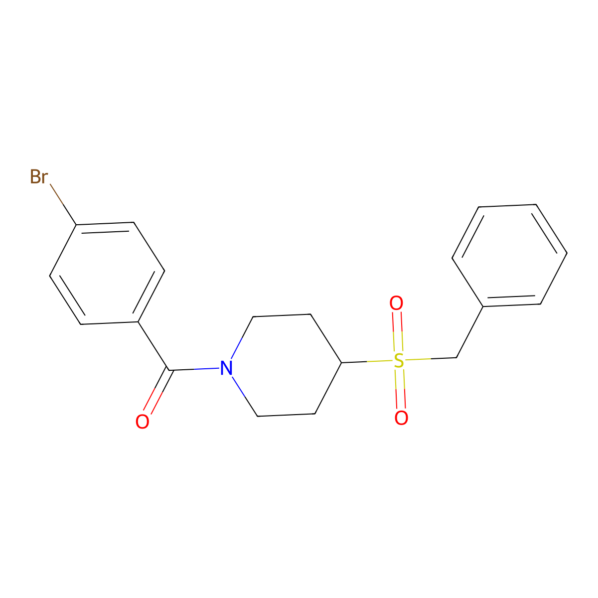 (4-(Benzylsulfonyl)piperidin-1-yl)(4-bromophenyl)methanone molecular structure, CAS 1908072-63-8