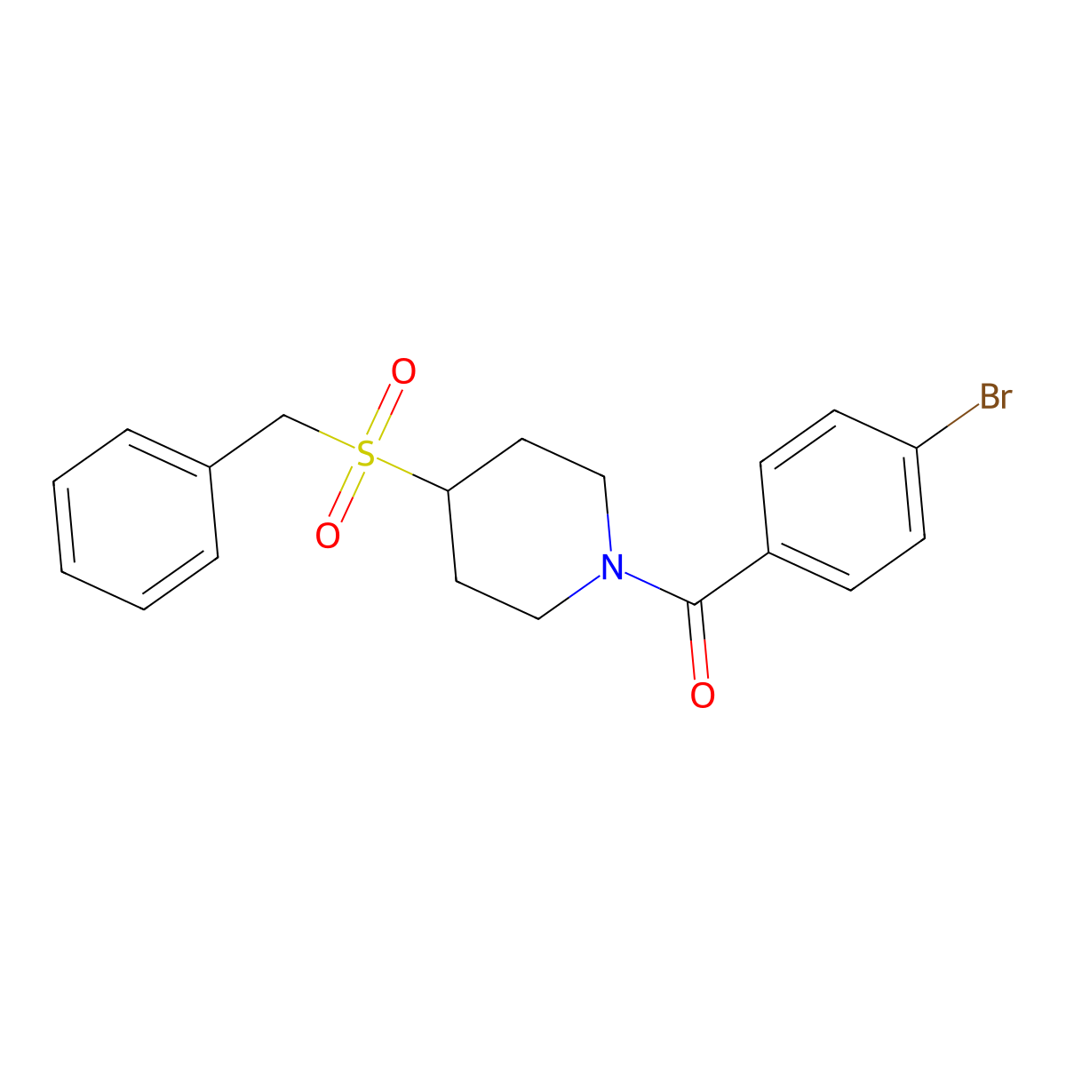 (4-(Benzylsulfonyl)piperidin-1-yl)(4-bromophenyl)methanone molecular structure, CAS 1908072-63-8