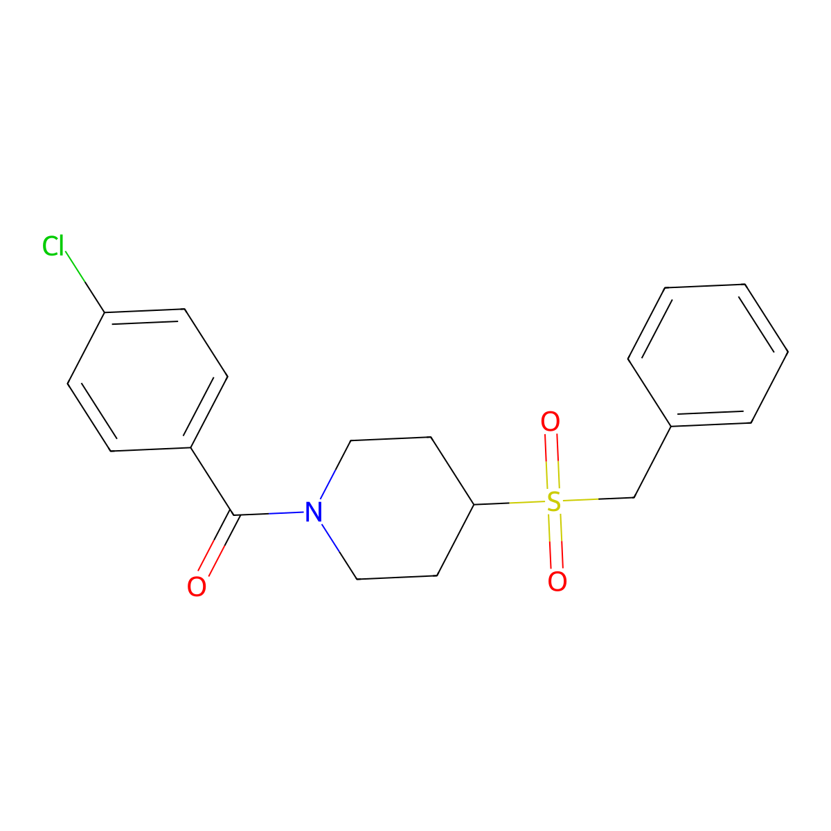 (4-(Benzylsulfonyl)piperidin-1-yl)(4-chlorophenyl)methanone molecular structure, CAS 1908072-72-9