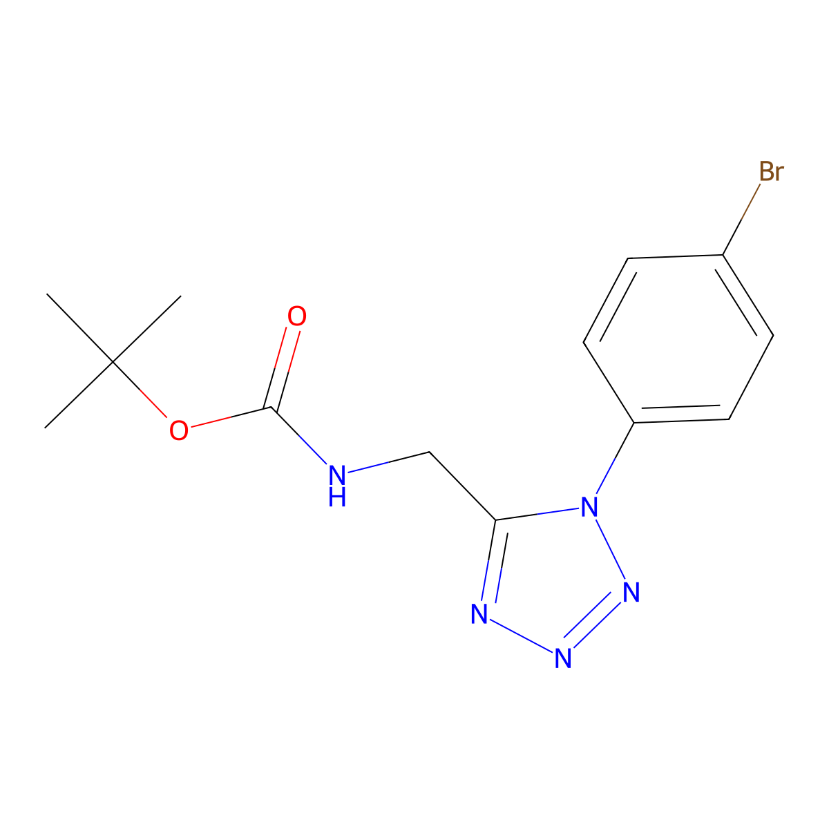 tert-butyl N-{[1-(4-bromophenyl)-1H-1,2,3,4-tetrazol-5-yl]methyl}carbamate molecular structure, CAS 1908106-16-0