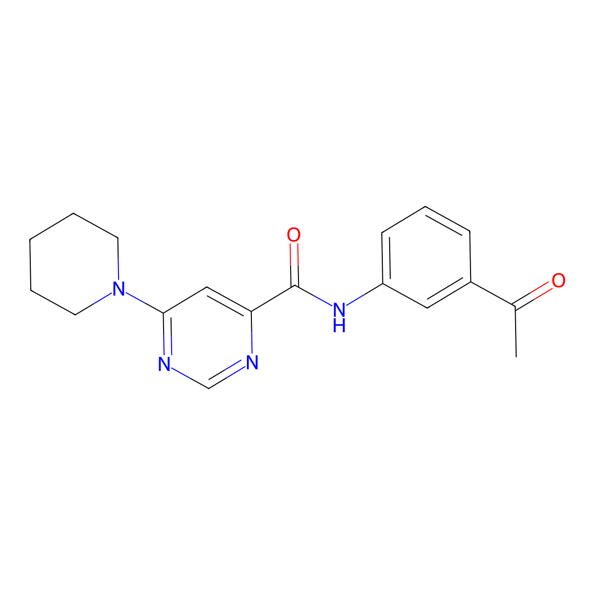 N-(3-acetylphenyl)-6-(piperidin-1-yl)pyrimidine-4-carboxamide molecular structure, CAS 1908129-53-2