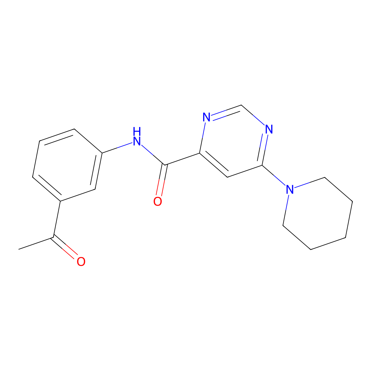 N-(3-acetylphenyl)-6-(piperidin-1-yl)pyrimidine-4-carboxamide molecular structure, CAS 1908129-53-2