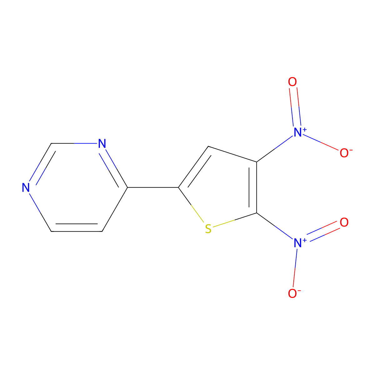 4-{4,5-Bisnitro-2-thienyl}pyrimidine molecular structure, CAS 19084-32-3