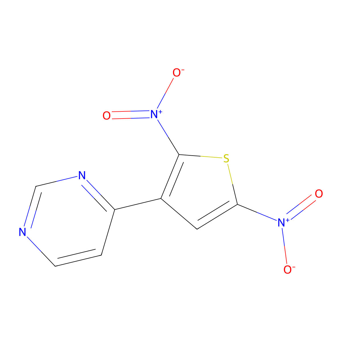 4-{2,5-Bisnitro-3-thienyl}pyrimidine molecular structure, CAS 19084-34-5