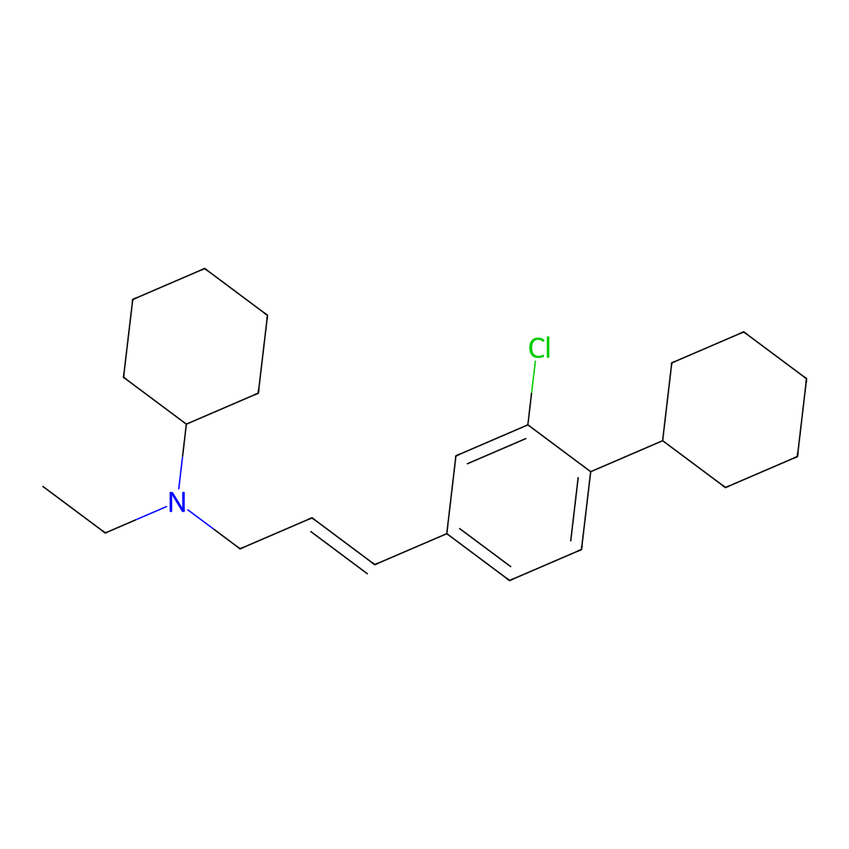 N-[3-(3-Chloro-4-cyclohexylphenyl)prop-2-en-1-yl]-N-ethylcyclohexanamine molecular structure, CAS 190841-74-8