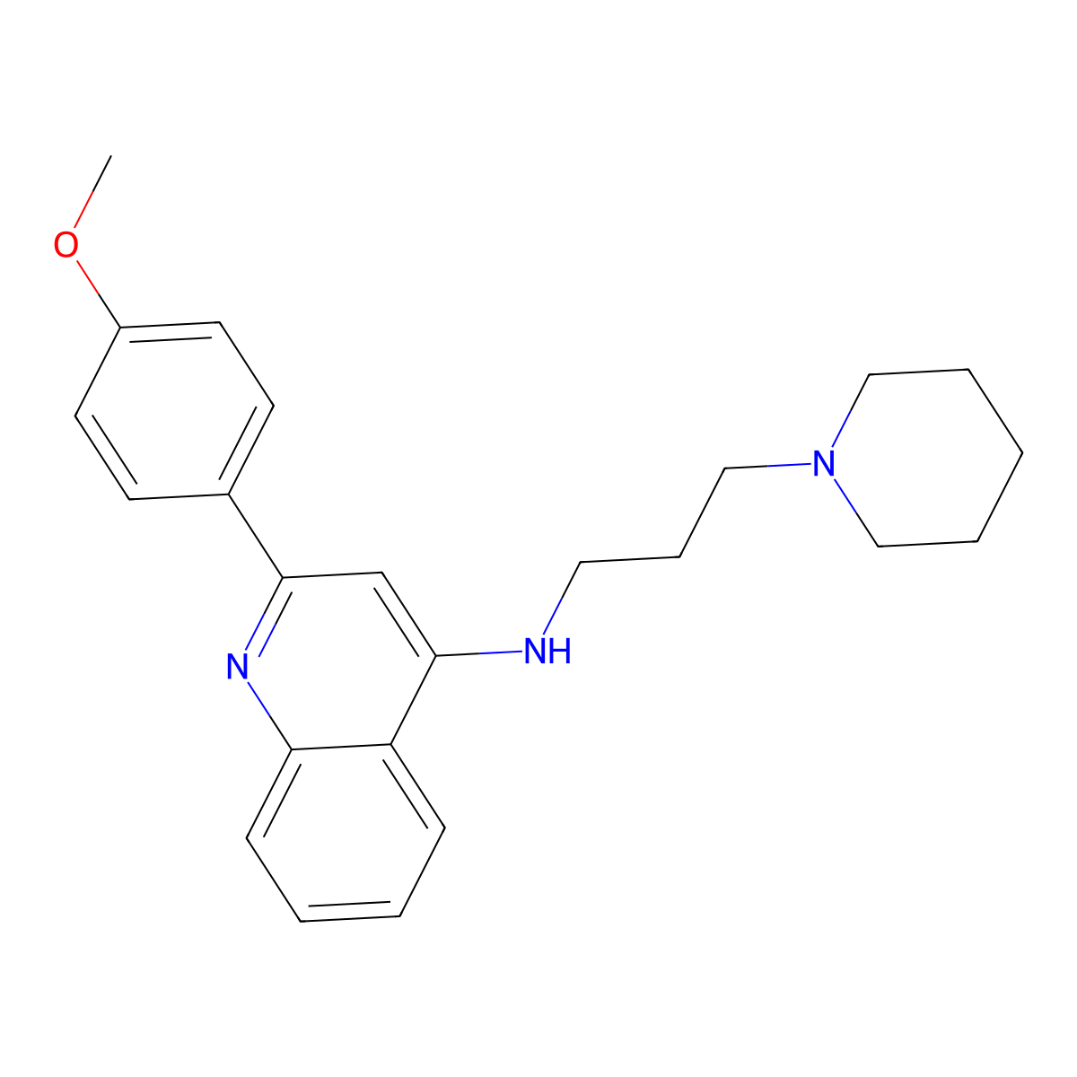 2-(4-methoxyphenyl)-N-(3-(piperidin-1-yl)propyl)quinolin-4-amine molecular structure, CAS 1908414-42-5