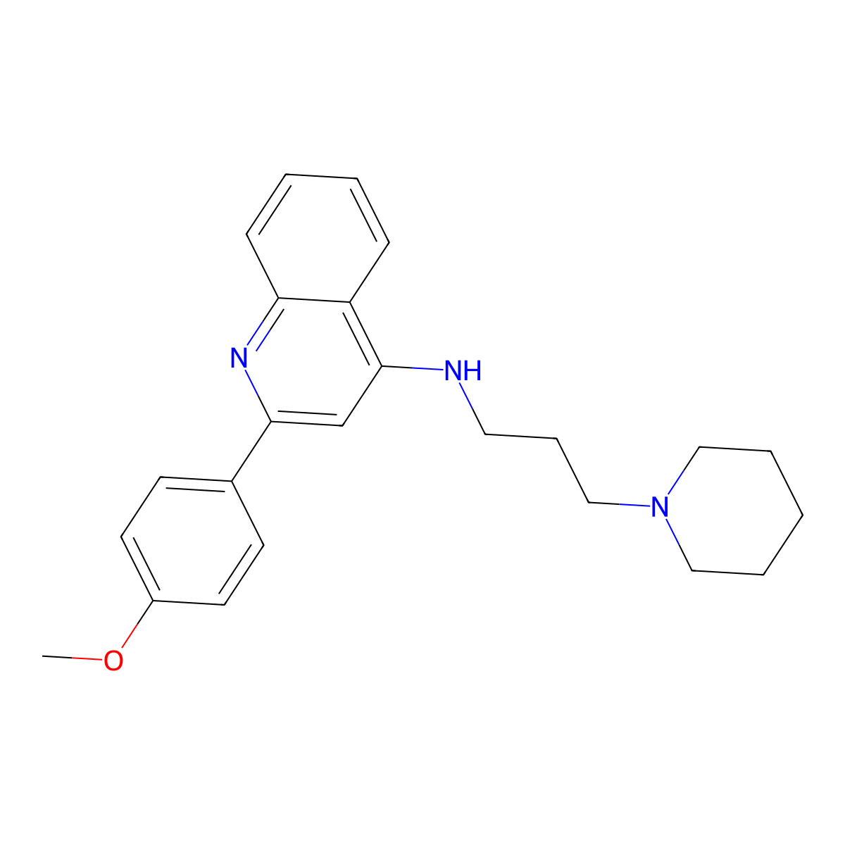 2-(4-methoxyphenyl)-N-(3-(piperidin-1-yl)propyl)quinolin-4-amine molecular structure, CAS 1908414-42-5
