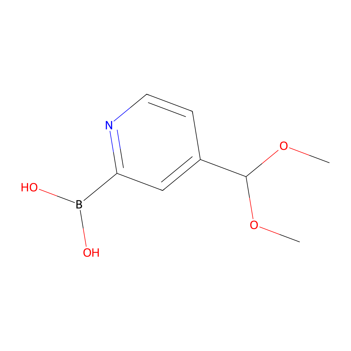 [4-(Dimethoxymethyl)pyridin-2-yl]boronic acid molecular structure, CAS 1908439-18-8